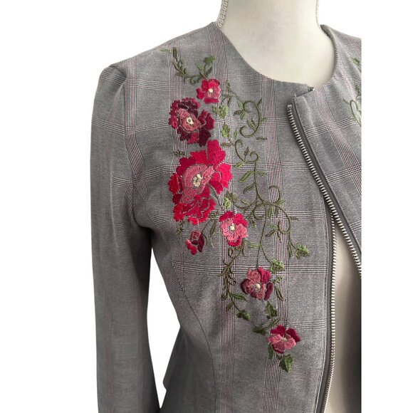 XOXO Y2K Floral Plaid Peplum Blazer Size Medium - Picture 6 of 9